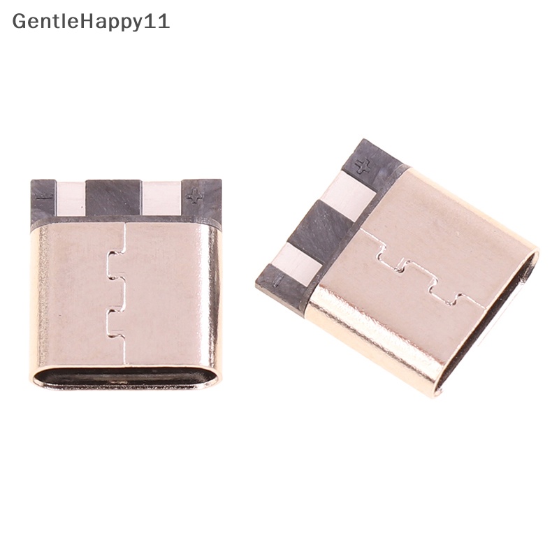 Gentlehappy 10pcs Type-C 2pin Solder Female 3A Soket Arus Tinggi Konektor USB id