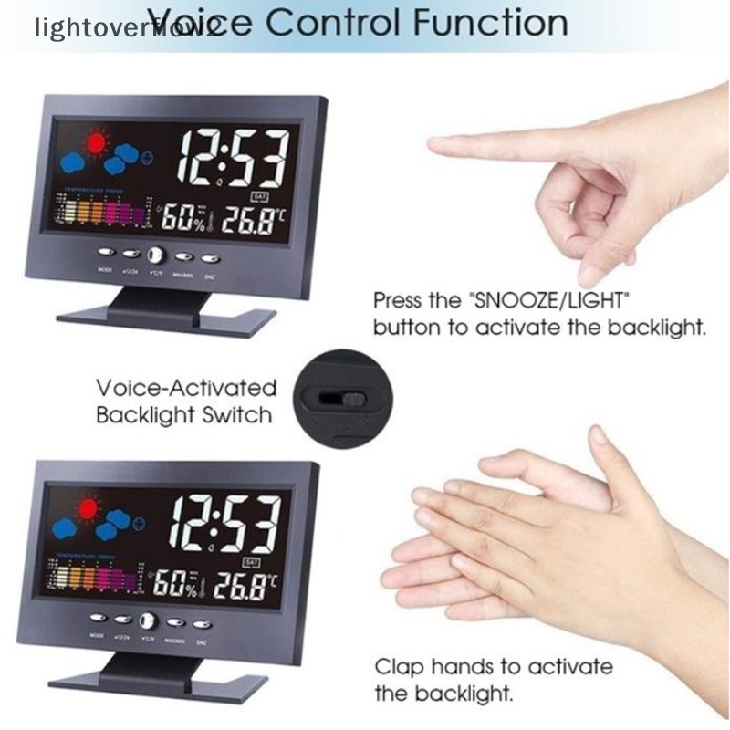 [lightoverflow2] Lcd Layar Warna Digital Backlight Snooze Alarm Clock Weather Forecast Station [ID]