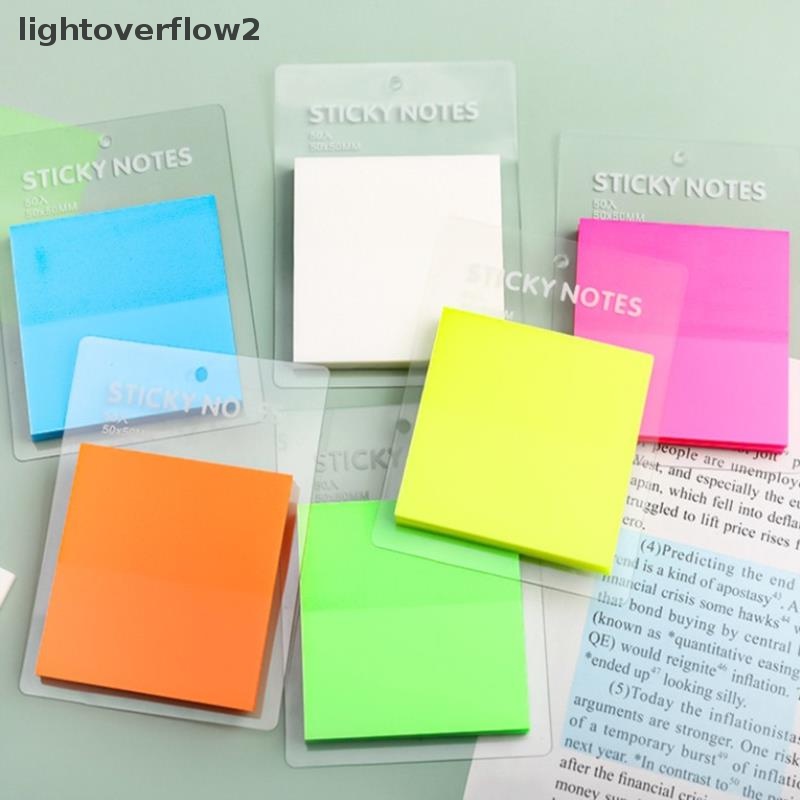 [lightoverflow2] 50sheets Transparan Sticky Notes Waterproof Colorful Clear Memo Pad Diposting Memo [ID]
