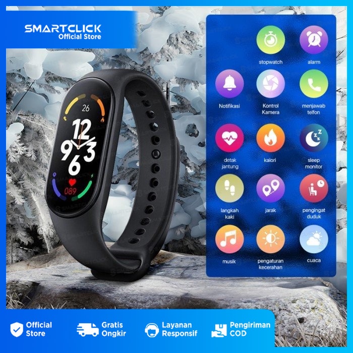 Smart Watch Jam Tangan Anti Air M7 Heart Rate Monitor Blood Pressure Music Control Custom Watchfaces