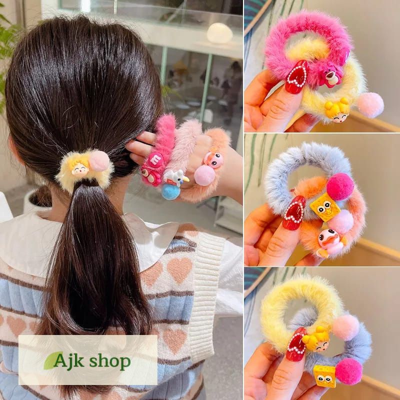Ikat Rambut Korea Karakter Lucu Fashion Anak Perempuan Wanita Dewasa Bulu Halus Gelang