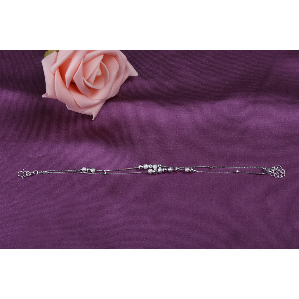 Goldkingdom Aksesoris Perhiasan Fashion Ready Stock Dengan Delapan Manik-Manik Mutiara Buram Dan Perak Berlapis Menjalankan Manik Pergelangan Kaki