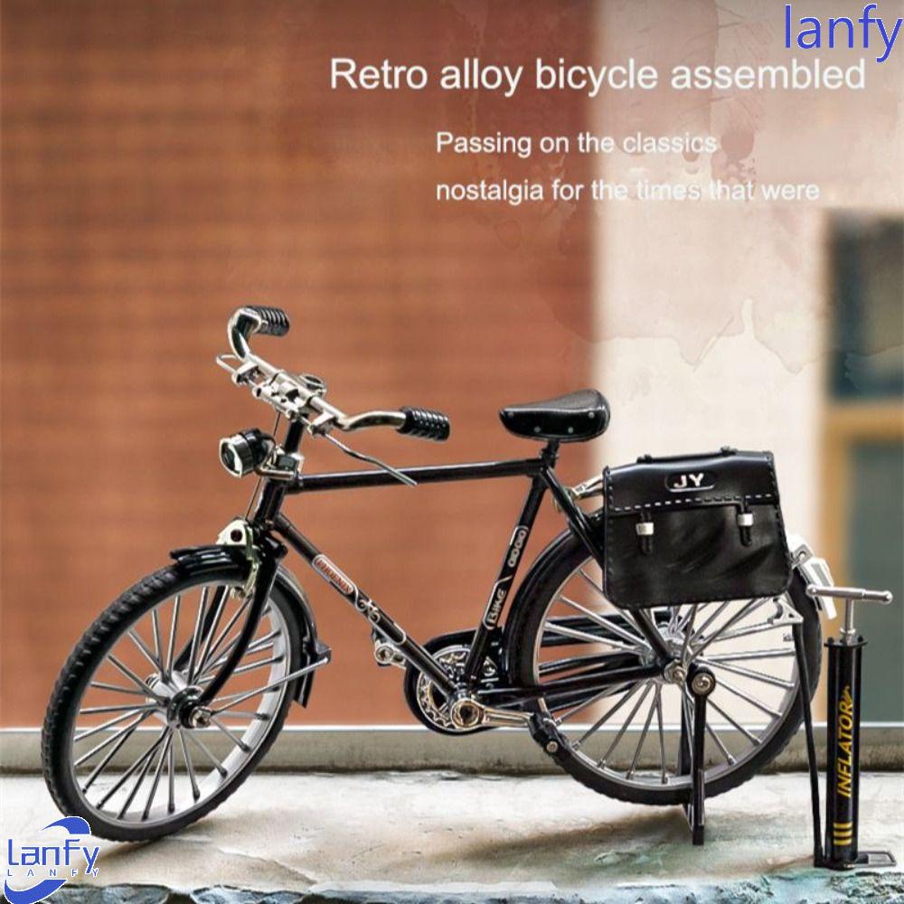 Lanfy Model Sepeda Anak Hadiah Dekorasi Rumah Anak Laki-Laki Sepeda Ornamen Miniatur Simulasi Sepeda Rakitan Retro Patung Sepeda Gunung