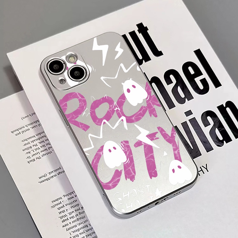 IPHONE Rock City Soft Phone Case Kompatibel Untuk Iphone14 13 12 11 Pro Max XS XR X8 7 6S Plus Casing Mini Electroplate TPU Silikon Shockproof Cover