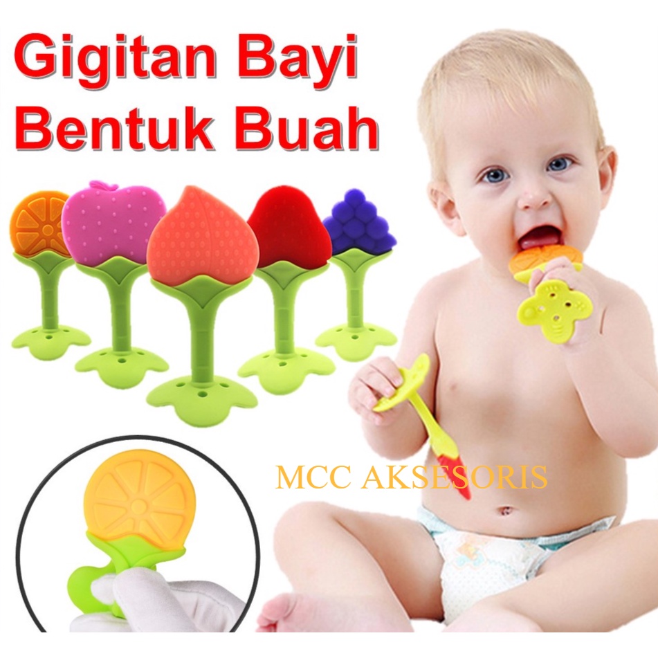 MCC Teether Bahan Silikon Baby Fruit Teether Gigitan Teether Gigitan Bentuk Buah Bahan Silikon BPA FREE