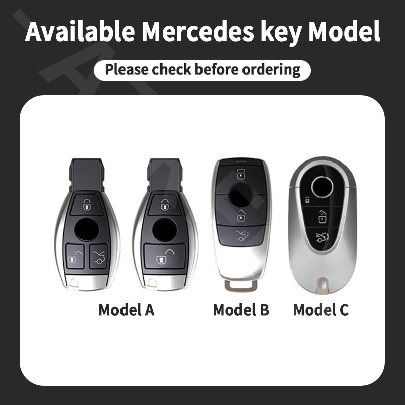 Mercedes Benz Zinc Alloy Bungkus Penuh Case Kunci Mobil Cover Serat Karbon Kulit Smart Key Protector Untuk EQE EQC W207 W211 W205 W212 W204 W220 W206 W124 W213 W218 W222