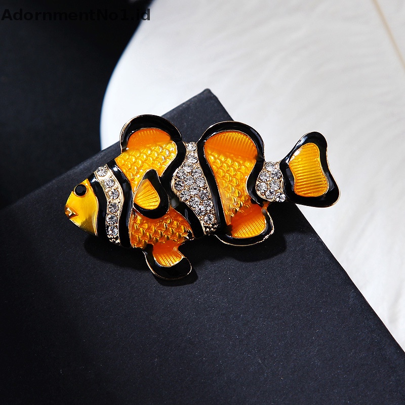 [AdornmentNo1] Bros Ikan Tropis Laut Berlian Imitasi Fashion Untuk Wanita Pakaian Mantel Aksesoris Pesta Hadiah [ID]