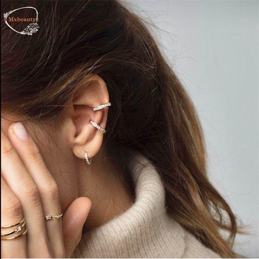 Mxbeauty Anting Perak Murni All-match Tipis Wanita Fashion Perhiasan Zirkon Telinga Tulang Cincin Kecil Earring Hoop