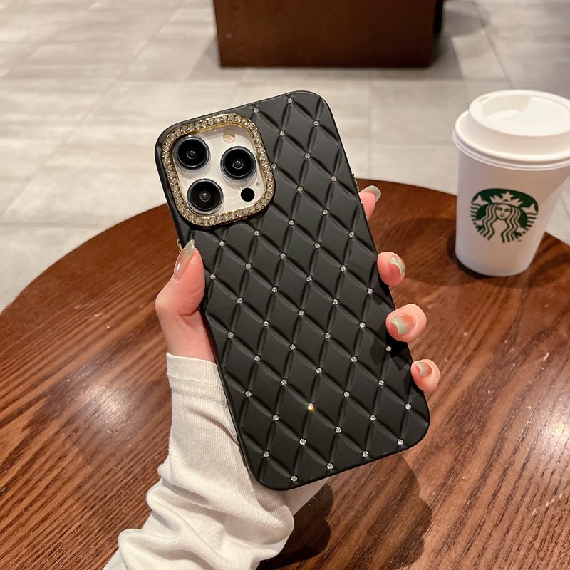 【Rhombic lattice】5 Colors Fashion Pretty Checkered diamond Sparkly Phone Case for IPhone 11 13 12 14 PRO Max Phone Case for Women Girl