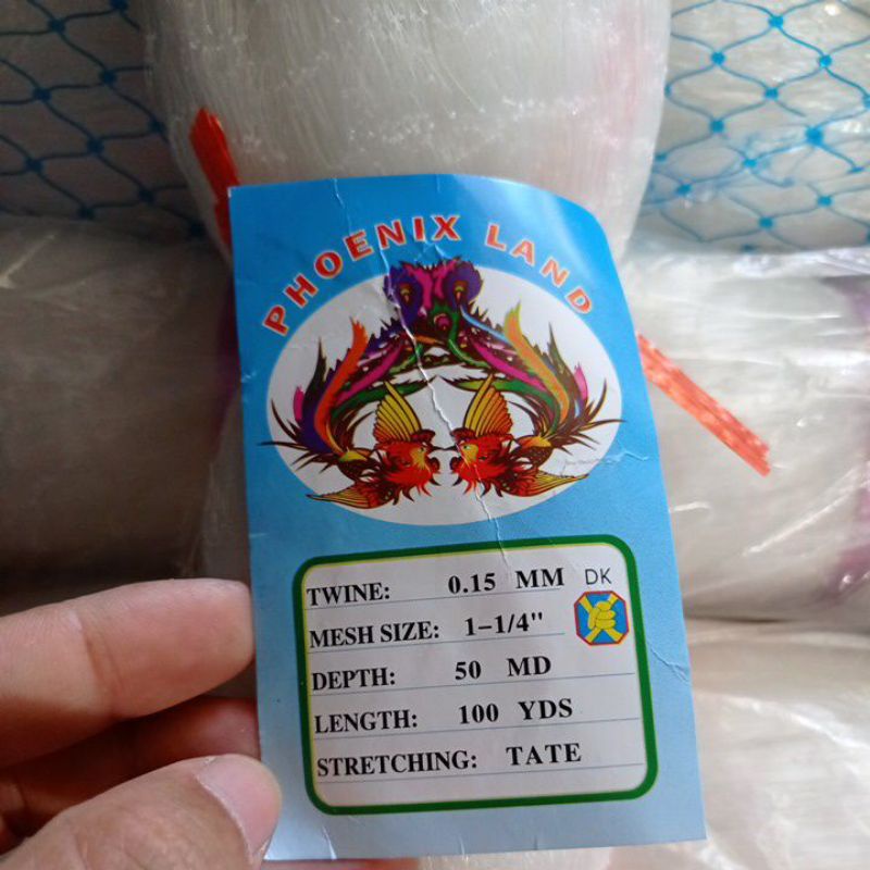 Jaring ikan senar 0.15 1¼ inchi 50md/100yds tate jaring ikan kecil pukat ikan jaring ikan murah jari