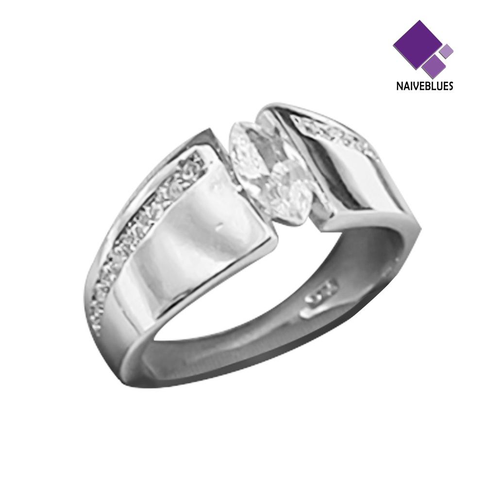 &lt; Naiveblues &gt; Fashion Wanita Marquise Cut Cubic Zirconia Geometris Cincin Hadiah Pernikahan