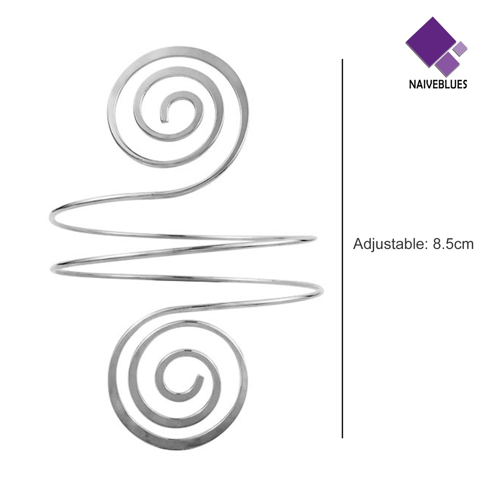 &lt; Naiveblues &gt; Wanita Armlet Gaya Punk Dapat Disesuaikan Multi-layer Pola Spiral Ban Lengan Paduan Perhiasan Arm