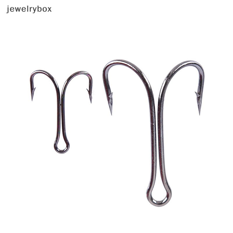 [jewelrybox] 50 Pcs Ganda Baja Karbon Tinggi Hitam Memancing Kait Jangkar Ganda Air Asin 50pcs Kait Pancing Ganda Pengikat Lalat Kecil Kait Jangkar Ganda 50pcs Stee Karbon Tinggi Ganda