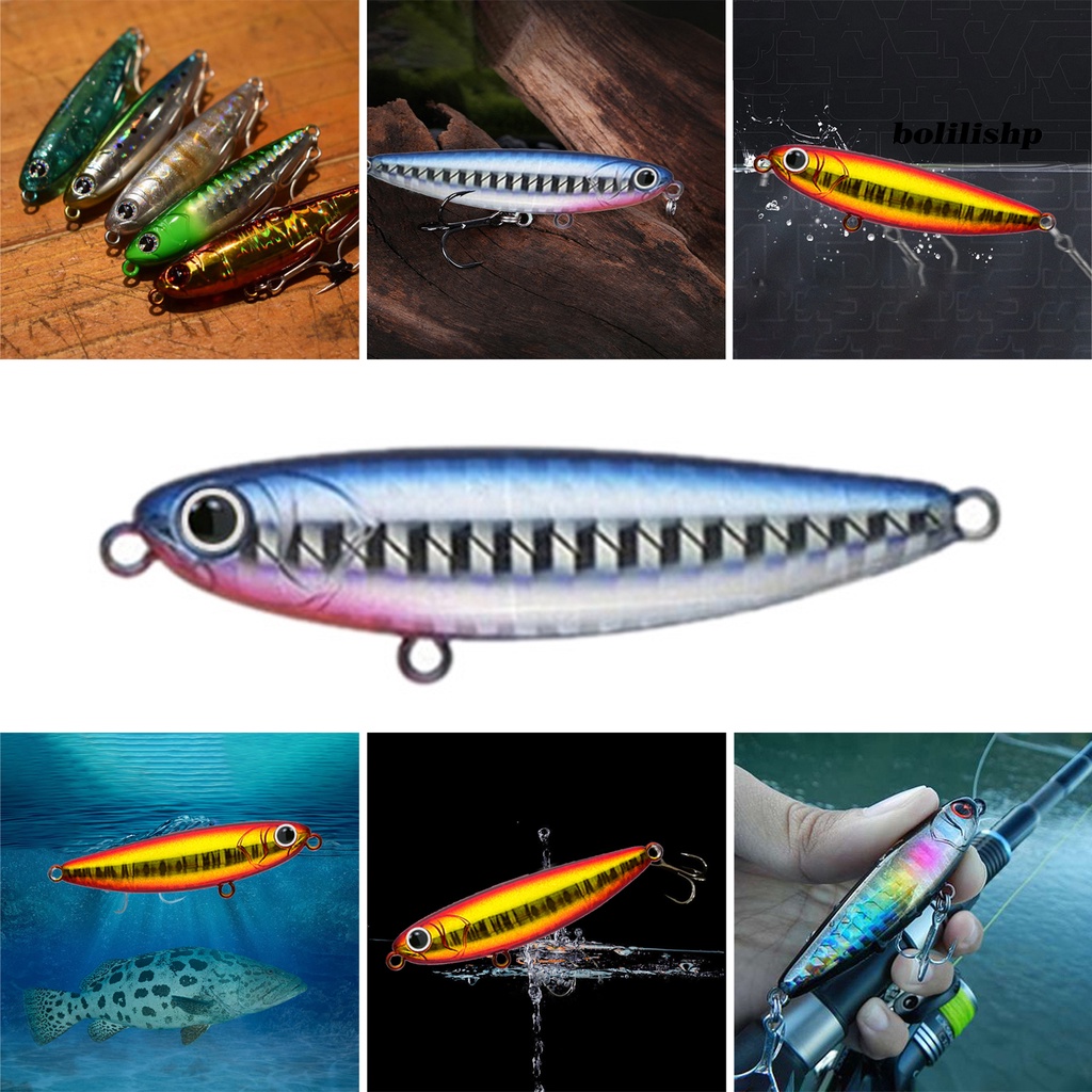 Bo-6cm/6g Umpan Umpan Simulasi Realistis Treble Hook 3D Lukisan Angling Jalan Umpan Pensil Laut Memancing Umpan Perlengkapan Memancing