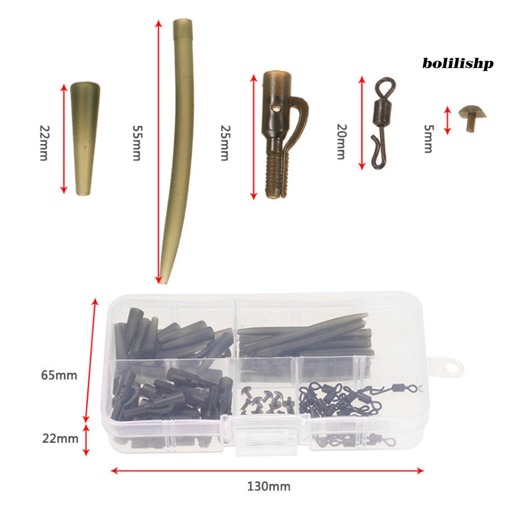 Bo-100pcs/set Safety Sinker Clip Quick Change Portable Tahan Korosi Tahan Lama Compact Tackle Kit Dengan Pin Carp Fishing Sinker Clip Tail Karet Tabung Set Perlengkapan Memancing