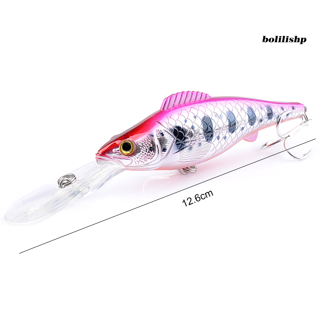 Bo-12.6cm/14.76g Umpan Pancing Warna Terang 3D Fisheyes Tajam Kait Simulasi Kulit Hidup Menangkap Ikan Universal Lidah Panjang Ikan Kecil Air Tawar Mandarin Fish Bait Perlengkapan Memancing