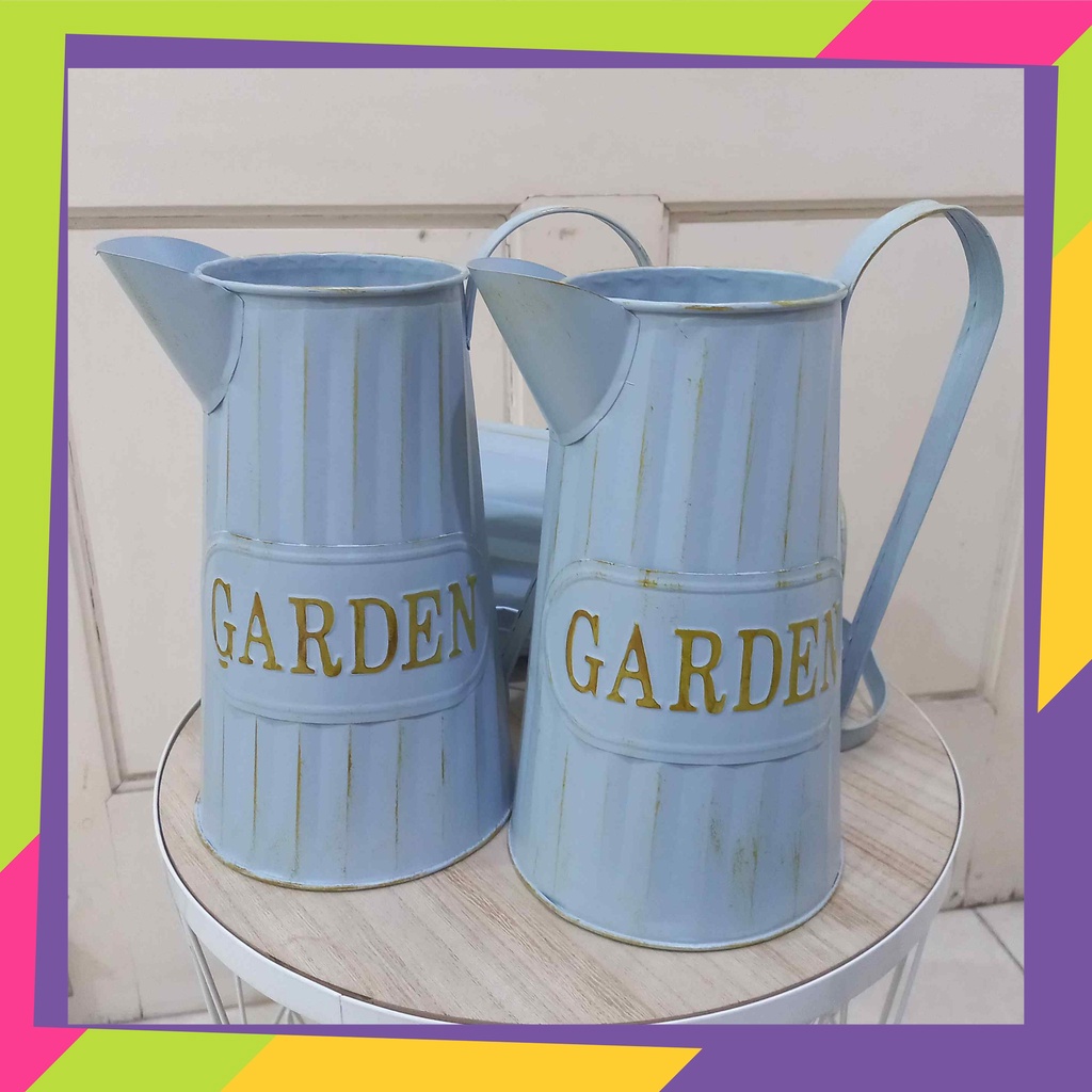 1867 / Pot bunga teko kaleng dekorasi / Vas bunga hias tanaman artificial