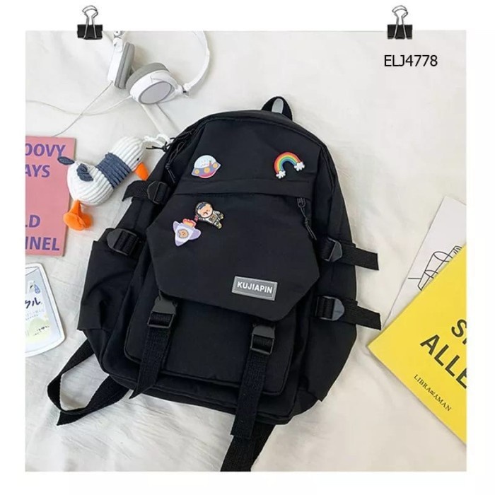 Tas Sekolah Bisa Untuk Jadi tas Casual Tas Ransel Impor Tas Wanita Korean Fashion kekinian + Gantungan BX23