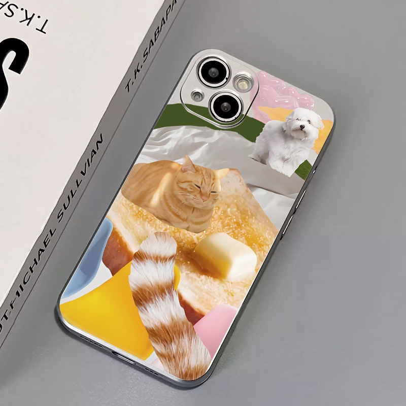 IPHONE Kucing Kupon Lucu Lembut Electroplate Case Kompatibel Untuk Iphone14 13 12 11 Pro XS Max Casing XR X8 +7 6S Plus Mini TPU Silikon Shockproof Phone Cover