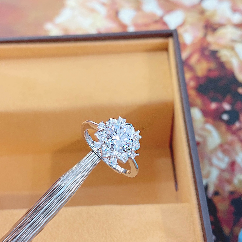 Goldkingdom Aksesoris Perhiasan Fashion Ready Stock Cincin Berlian Moissanite