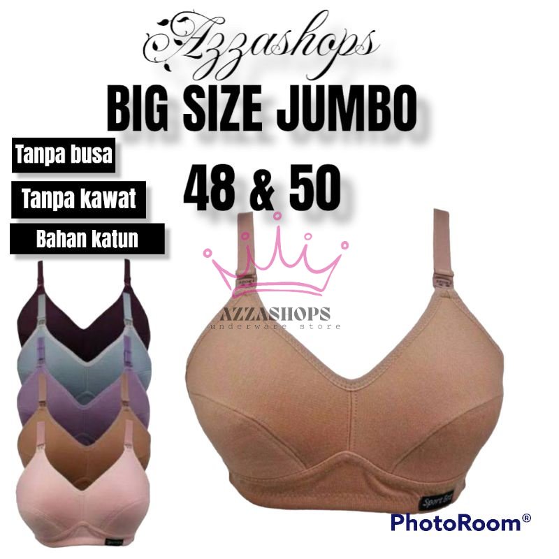 Bra Sport SUPER JUMBO Ukuran 48 50 Tanpa Busa Bahan Kaos BH Kait 3