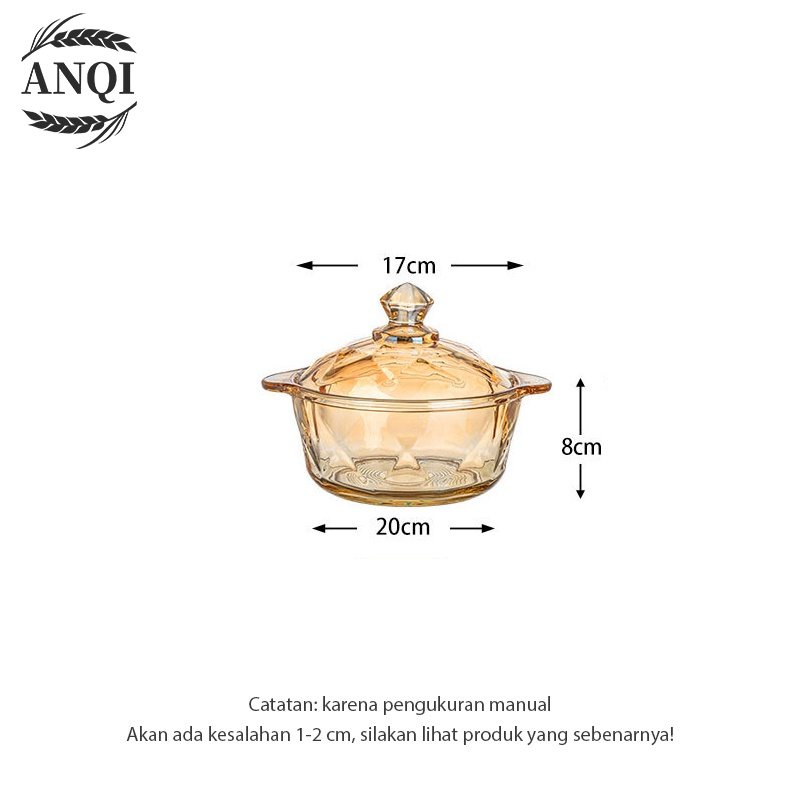 ANQI 1888 Tutup Berlian Glass Pot / Panci Kaca Transparant
