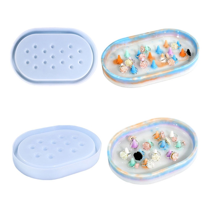 Siy Berbentuk Oval Tempat Cincin Tray Cetakan Silikon Display Perhiasan Stand Resin Cetakan Perhiasan Kecil Ring Dish Mold Mudah U