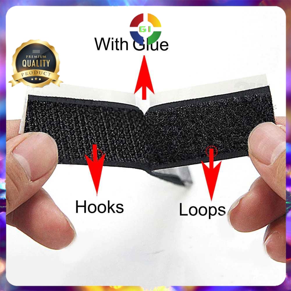Lakban Velcro Hook and Loop Magic Nilon Sticker 1 Meter 50 mm Black