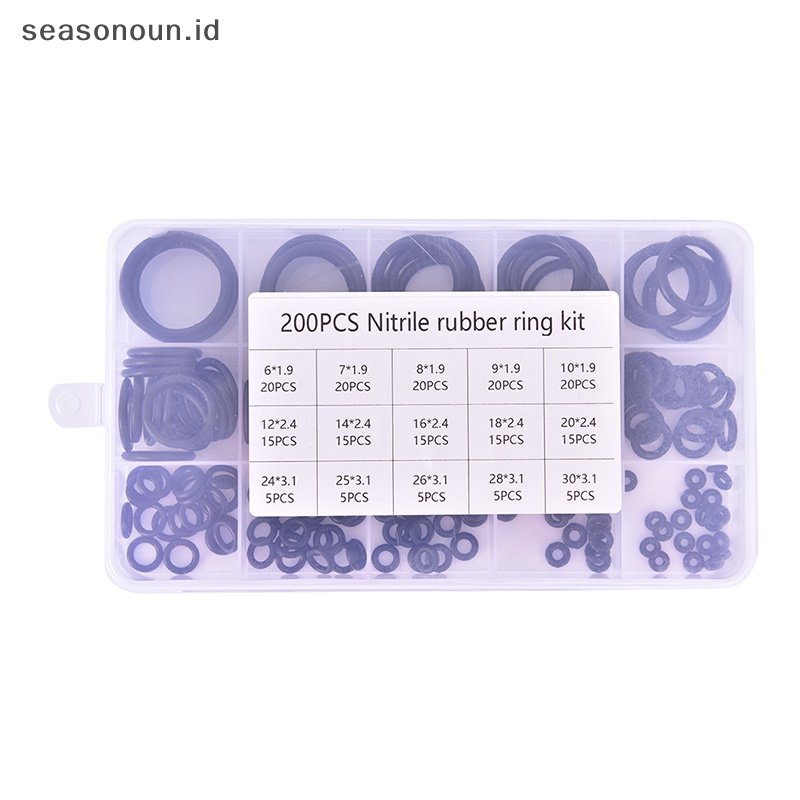 Seasonoun 200Pcs/Set O Ring kit hydrolock Karet O-Rings Washer Gasket Sealing Aneka.