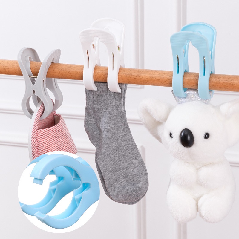 Anti-slip Bedsheet Sock Fixing Clamp Elastis Kantong Makanan Sealing Clip Pakaian Rumah Tangga Gantungan Pengering Pasak Besar Dua Gigi Jepitan Plastik