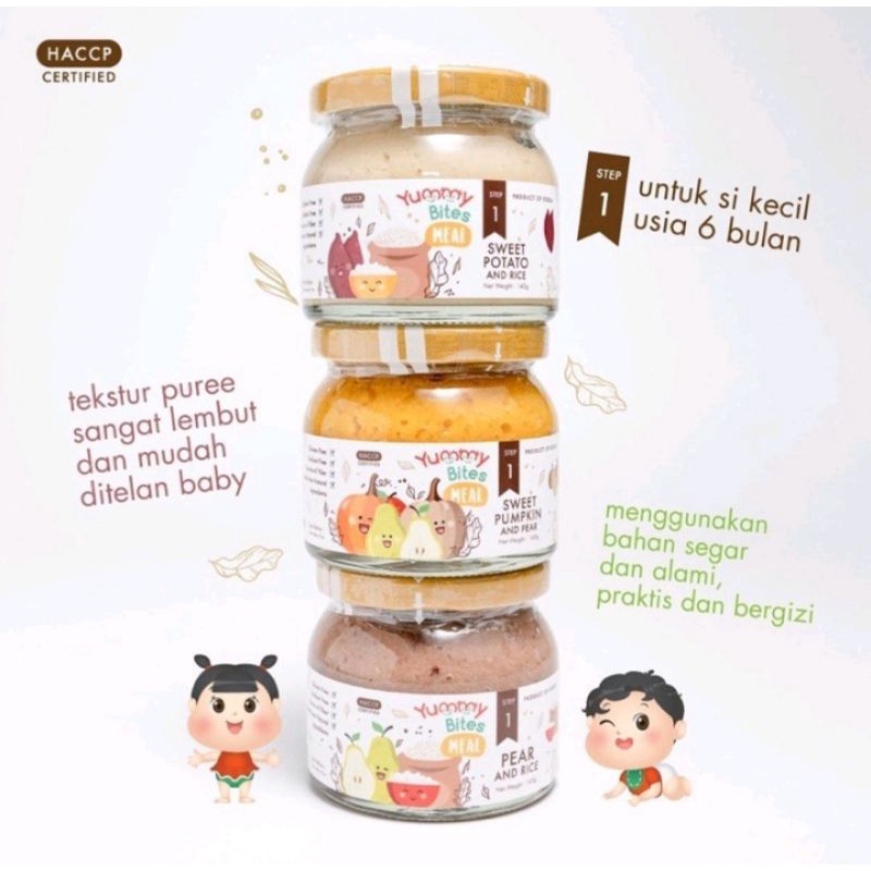 YUMMY BITES MEAL STEP 1 STEP 2 STEP 3 145gr JAR BOTOL KACA / yummybites Meal MPASI BAYI FREE BUBBLE WRAP GRATIS