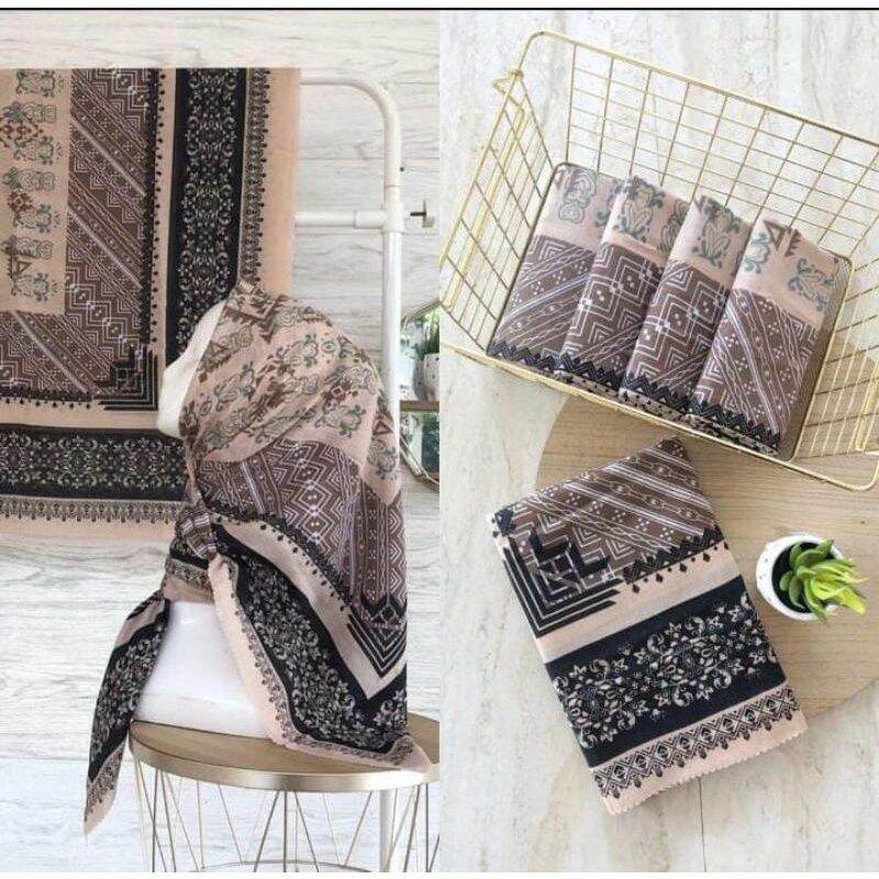 Karimake Hijab / Kerudung Segi Empat Voal Premium Printing Motif Enchanted Forest Laser Cut 110 x 110