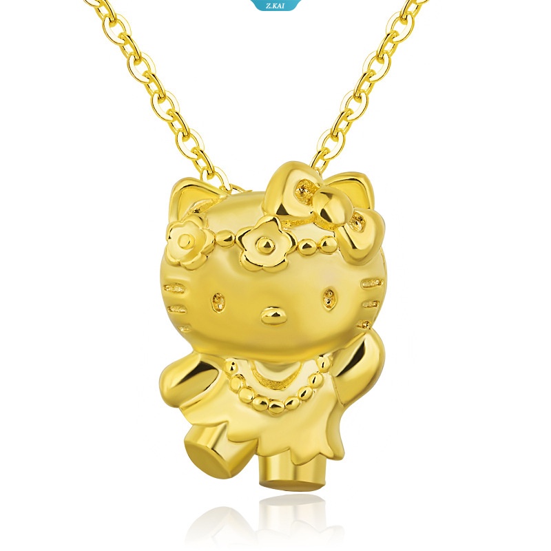 Fashion Korea Kartun Emas Putih Yellow Gold HelloKitty Liontin Kalung Perhiasan Perempuan Hadiah Hari Valentine Tgl14 Februari [ZK]