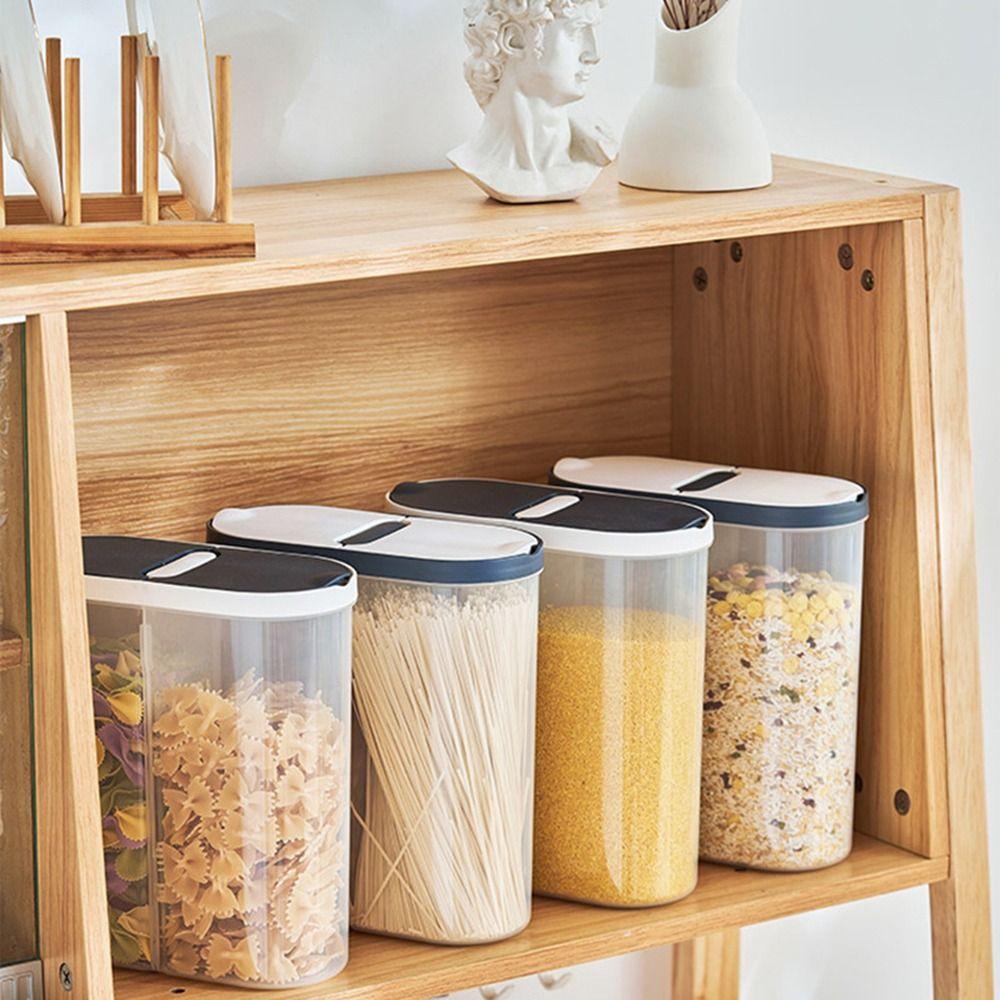 [Elegan] Food Canister Sereal Mie Kedap Udara Transparan Dapur Plastik Organizer Kaleng Tetap Segar Toples