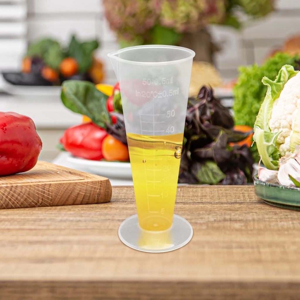 50/100ml Gelas Ukur Segitiga Transparan Bening Plastik Graduated Triangle Scale Cup Medis Profesional Kimia Alat Laboratorium Bartender Baking Untuk Aksesoris Dapur