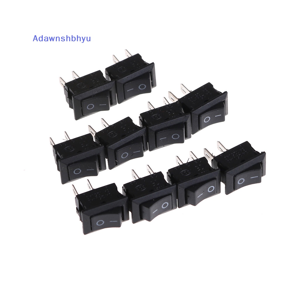 Adhyu 10Pcs 10*15MM Rocker Switch Hitam Kecil KCD1-11 250VAC/3A 6A 125V AC 2P Saklar ID