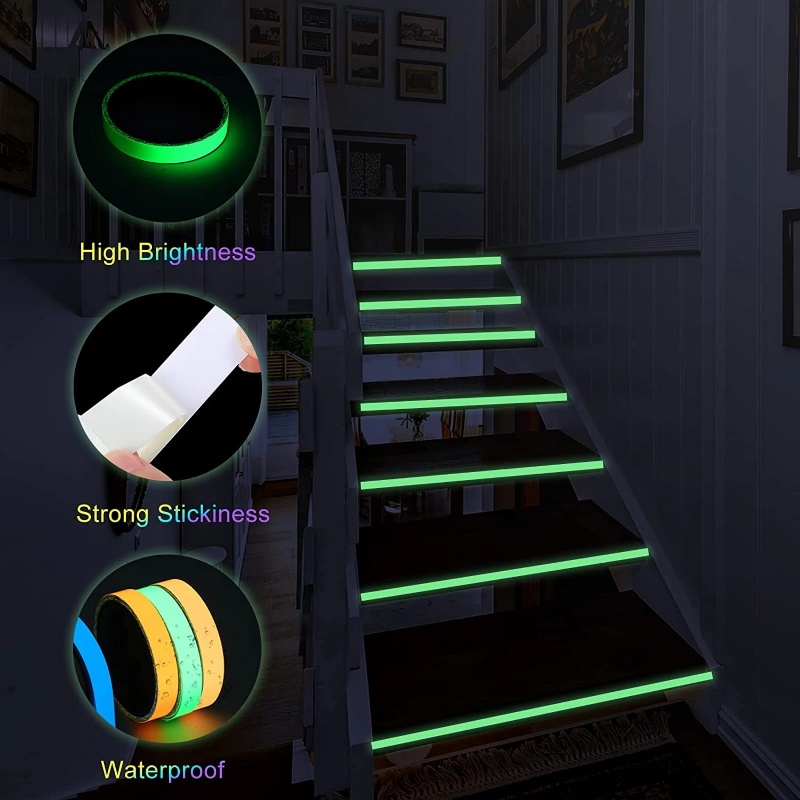 Luminous Tape Mobil Styling Reflektif Self-adhesive Stiker Glow In Dark Safety Stiker Warna-Warni Neon Peringatan Tape Panggung Tangga Dekorasi Pesta Rumah