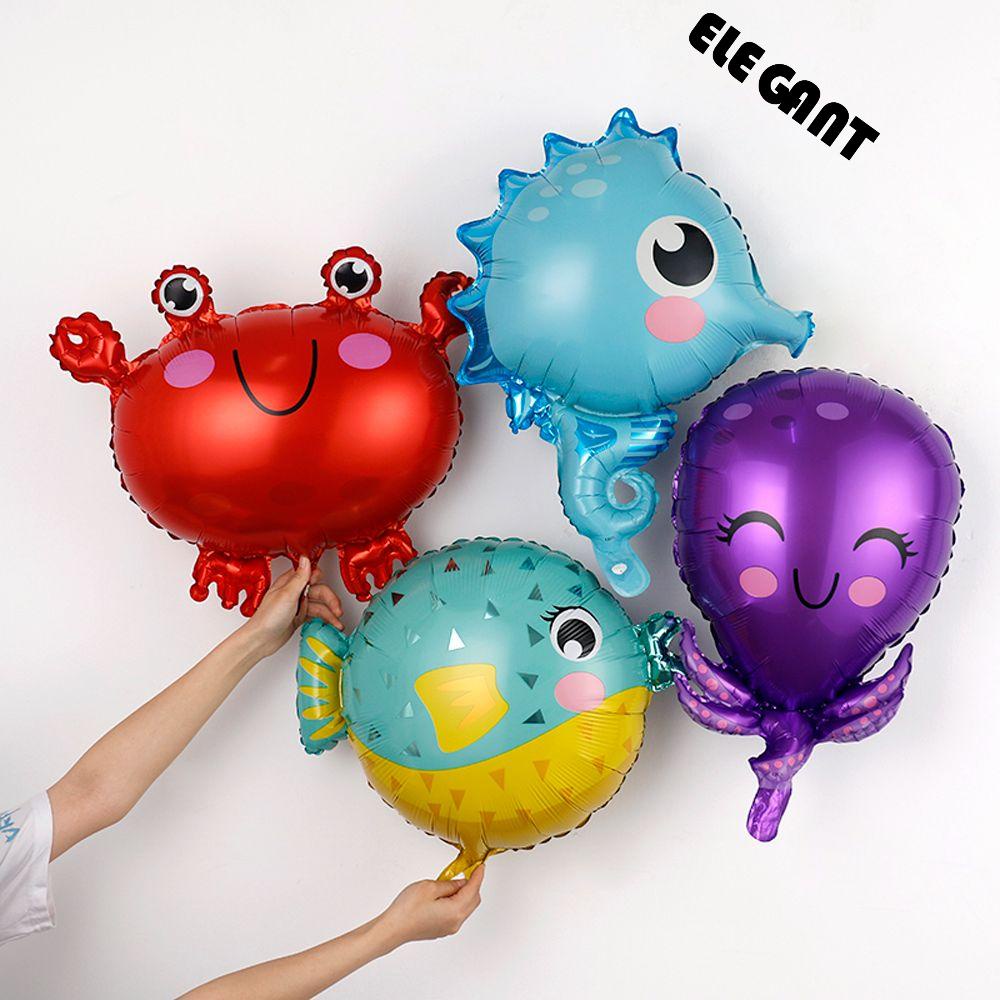 [Elegan] Balon Ikan Lucu 1PC Perlengkapan Baby Shower Tema Pesta Laut Anak Ulang Tahun Dekorasi Kepiting/Bintang Laut/Gurita Gurita Balon