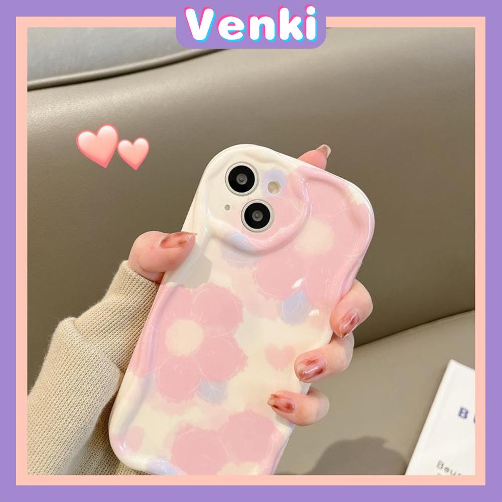 VENKI - For iPhone 11 Phone Case Curved Edge Wave Case Glossy Black TPU Airbag Shockproof Camera Case Pink Blue Heart Compatible with iPhone 14 13 Pro max 12 Pro Max xr xs max 7 8