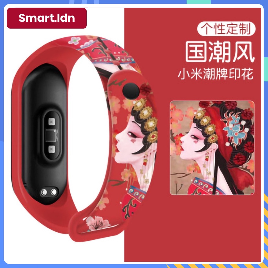 Tali Strap Silikon Motif Unik Custom untuk Xiaomi Mi band 3 4 5 6