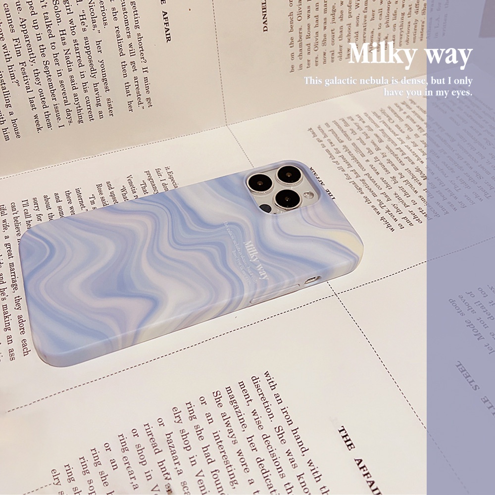 Ins Biru Dan Ungu Galaxy Hard Shell Film Fotografi Case Untuk Iphone SE 2020 7 /8 Plus 14x XR XM 11 12 13 PRO MAX Casing Cover Pelindung AT0274