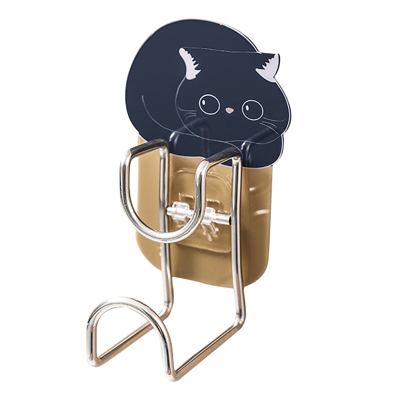 Kait Bentuk Kucing Lucu Yang Dipasang Di Dinding Kamar Mandi Multifungsi/Holder Rak Wastafel Bebas Pukulan/Kait Rak Penyimpanan Hemat Ruang Stainless Steel
