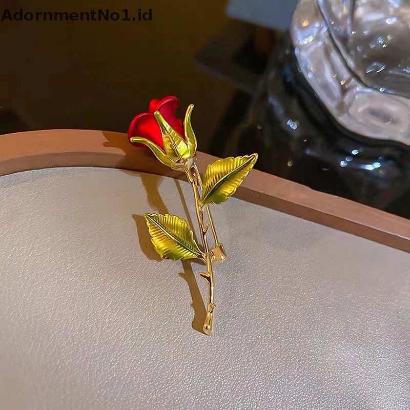 [AdornmentNo1] Bunga Mawar Enamel Merah Untuk Wanita Lady Classic Beauty Flower Pesta Bros Kantor [ID]