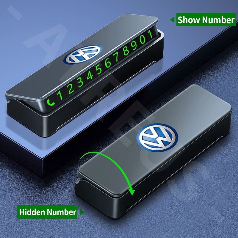 Volkswagen Kartu Parkir Sementara Mobil Luminous Phone Number Card Plat Stiker Untuk Polo Volkswagen T-cross Tiguan Allspace Golf Scirocco