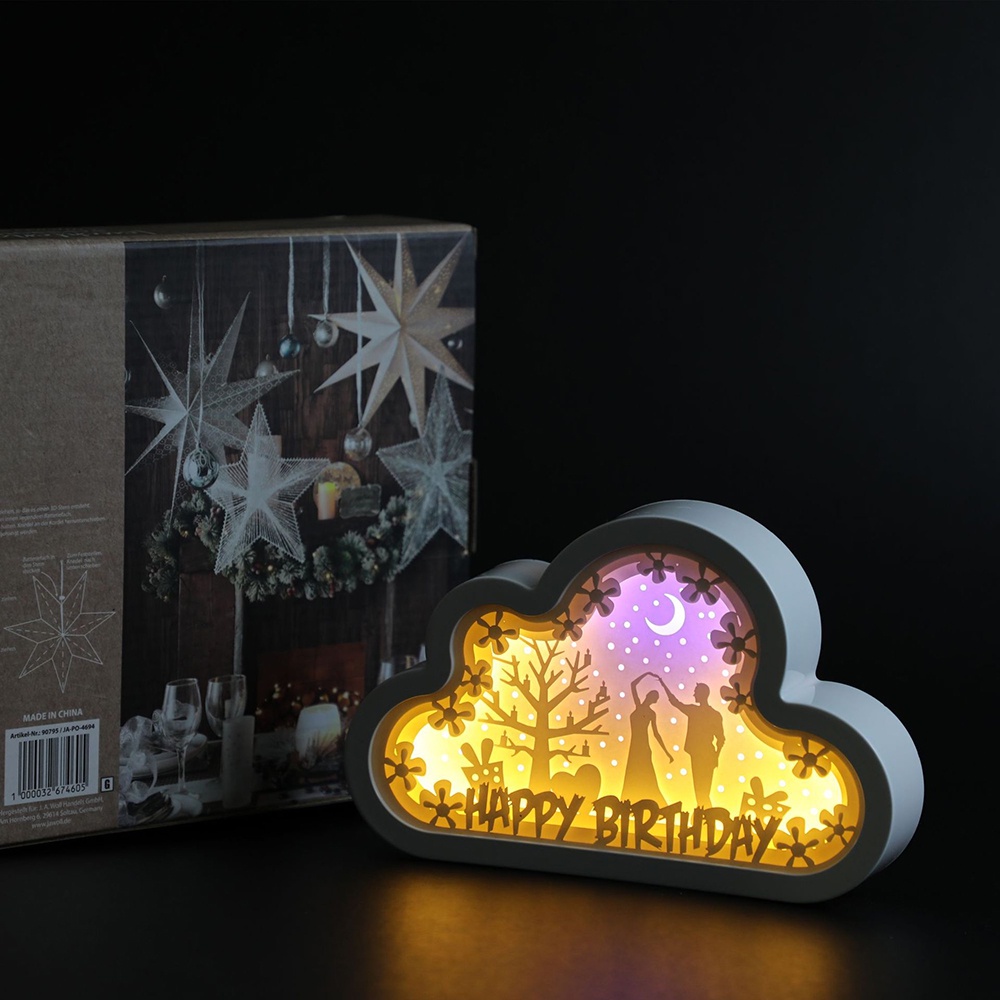 Lampu Berbentuk Awan Dan Lampu Pemotong Kertas Bayangan 3D Dekorasi Ideal Untuk Hadiah Hari Valentine Ulang Tahun Kamar Tidur