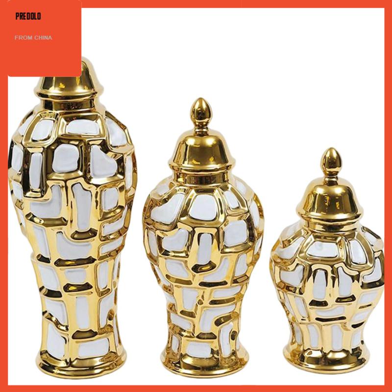 [Predolo] Ginger Jar Ceramic with Lid Vas Hias Dekorasi Rumah Candi