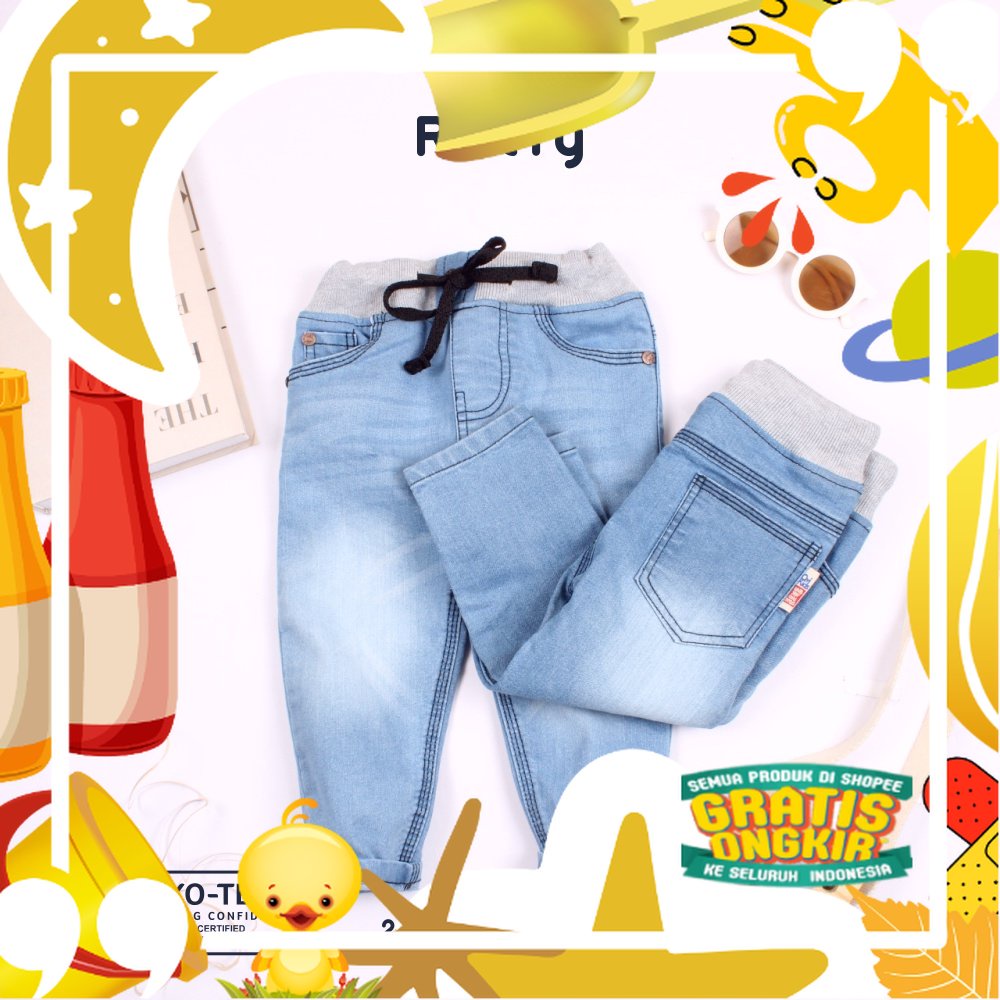 OVIKIDS RIBERY-Celana Jeans Panjang Anak Celana Rib Laki-Laki Perempuan (2-9 Tahun)/ Lucu kado Ultah