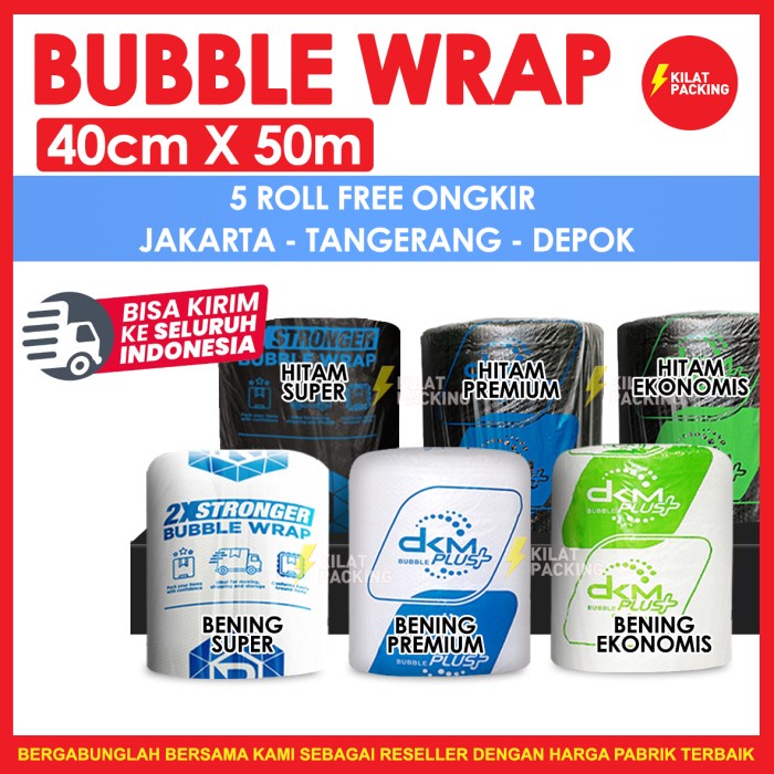 

Bongkar Gudang BUBBLE WRAP 40CM X 50M PREMIUM TEBAL DELKOMAS DKM PLUS TERMURAH SATUAN - 40CM X 50M, Bening Ekonomis