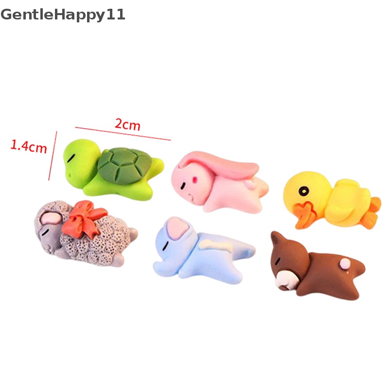 Gentlehappy 5pcs Ornamen Mobil Hewan Tidur Mini Resin Beruang Kelinci Turtle Dekorasi id