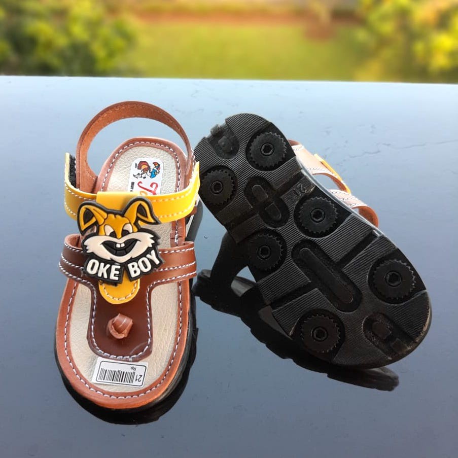 TOKOERS SDL10 Sepatu Sandal Kulit Sintetis Tali Perepet Anak Laki Laki Umur 1 2 3 4 5 6 tahun